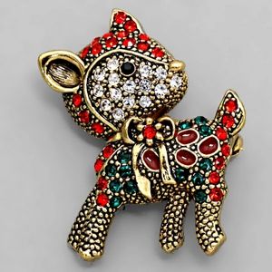 Little Lamb Gold Christmas Brooch Pin